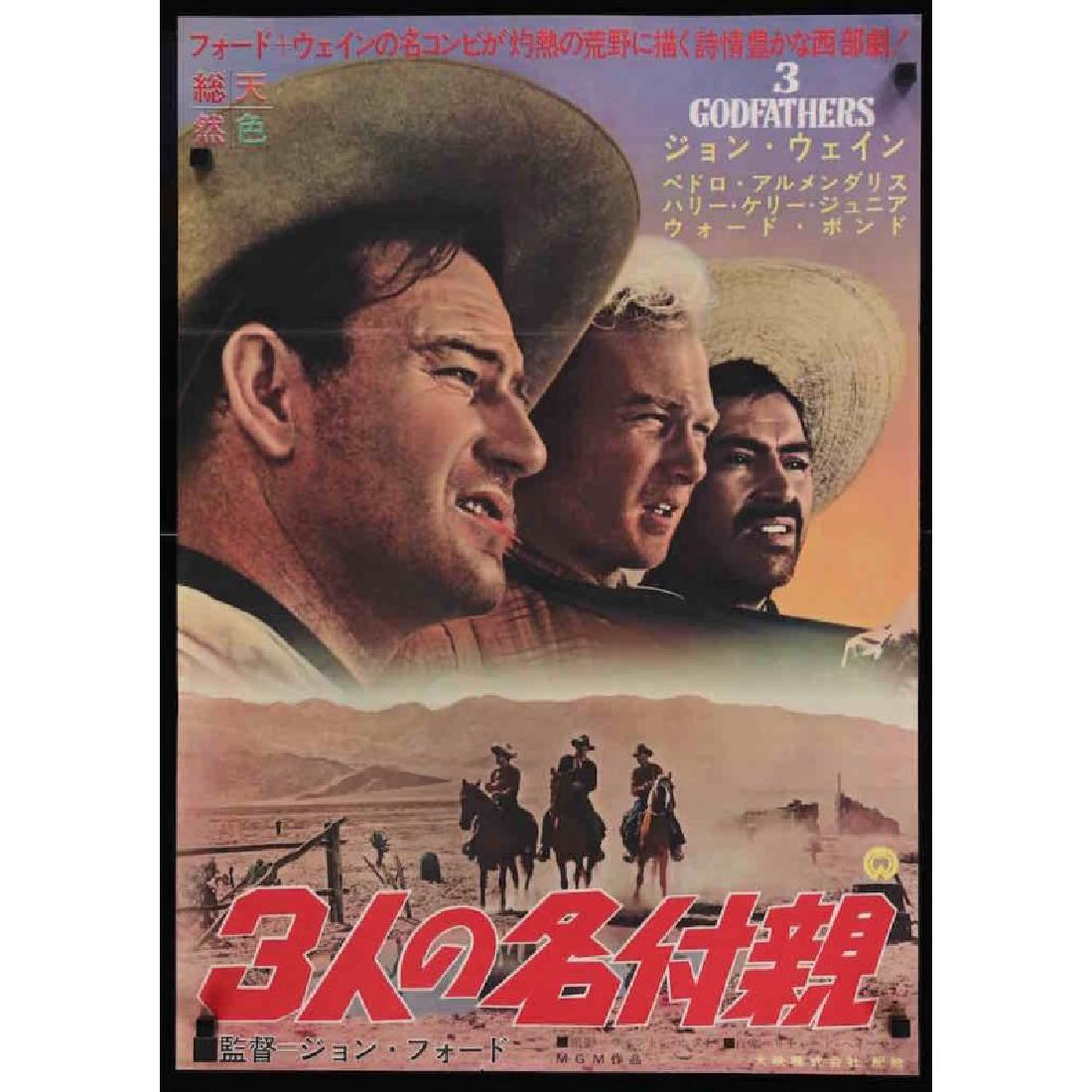 Vintage 3 Godfathers Poster: very rare vintage japanese poster of the john ford directed western starring john wayne year: 1953 (1948) poster origin: japan format & size: b2: 20x28.5 (51X73 cm) condition: near mint comments: roll