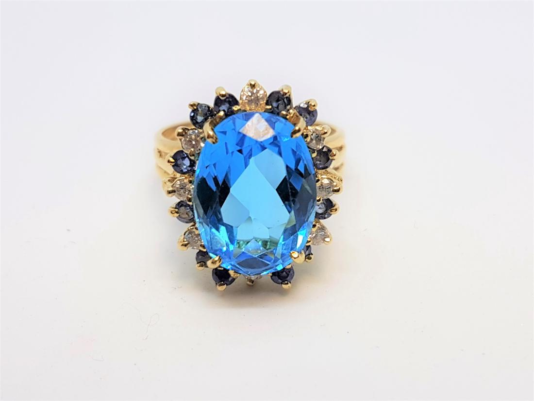 Vintage 14k Yellow Gold Topaz Sapphire Diamond Ring (1 of 2)