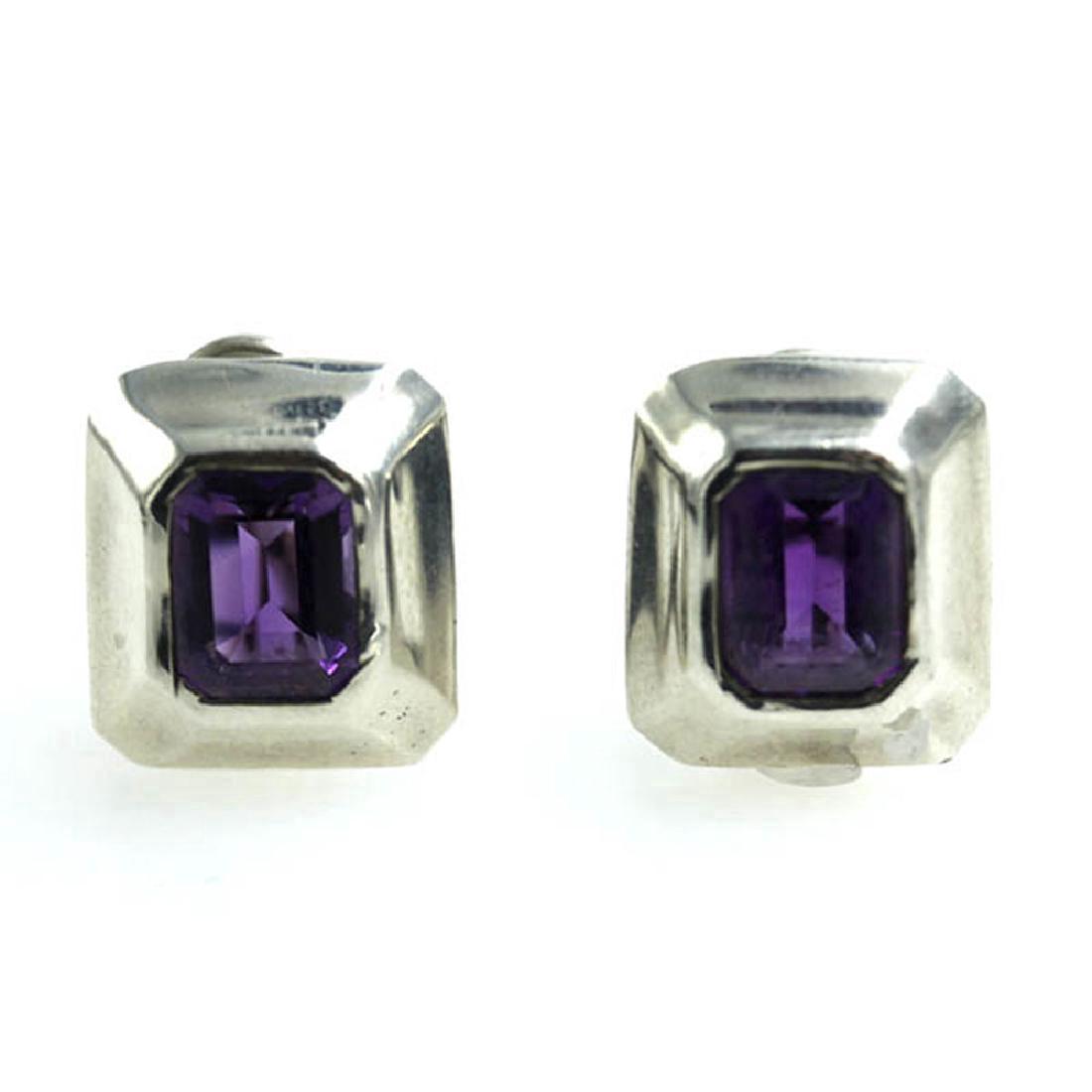 Tiffany & Co Amethyst & Sterling Silver Earrings (1 of 3)