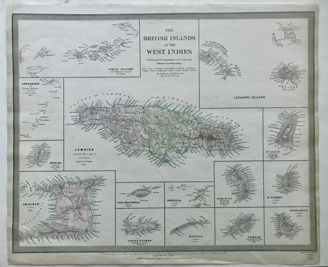 Jamaica British West Indies Antique Map, 1835 (1 of 8)