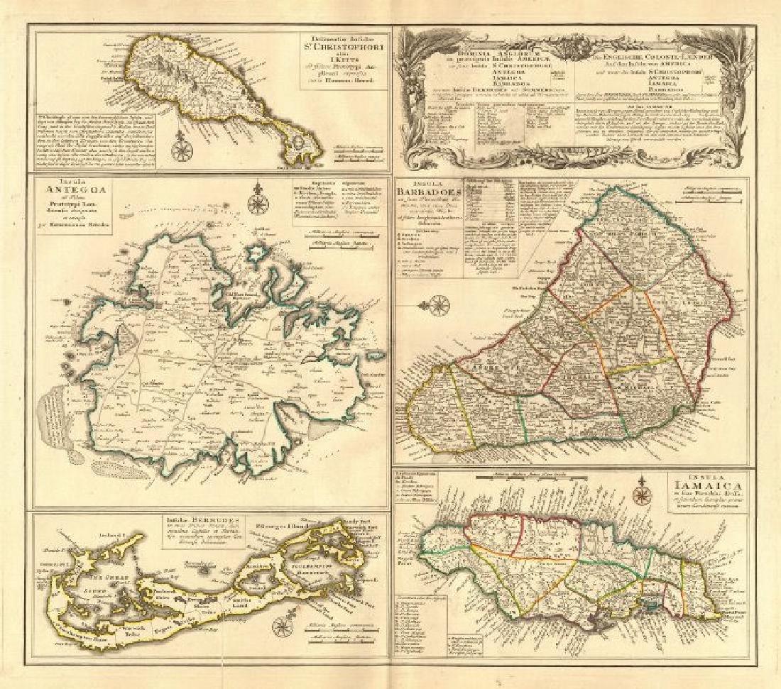 Homann: British West Indies/Atlantic Islands Map, 1740 (1 of 2)