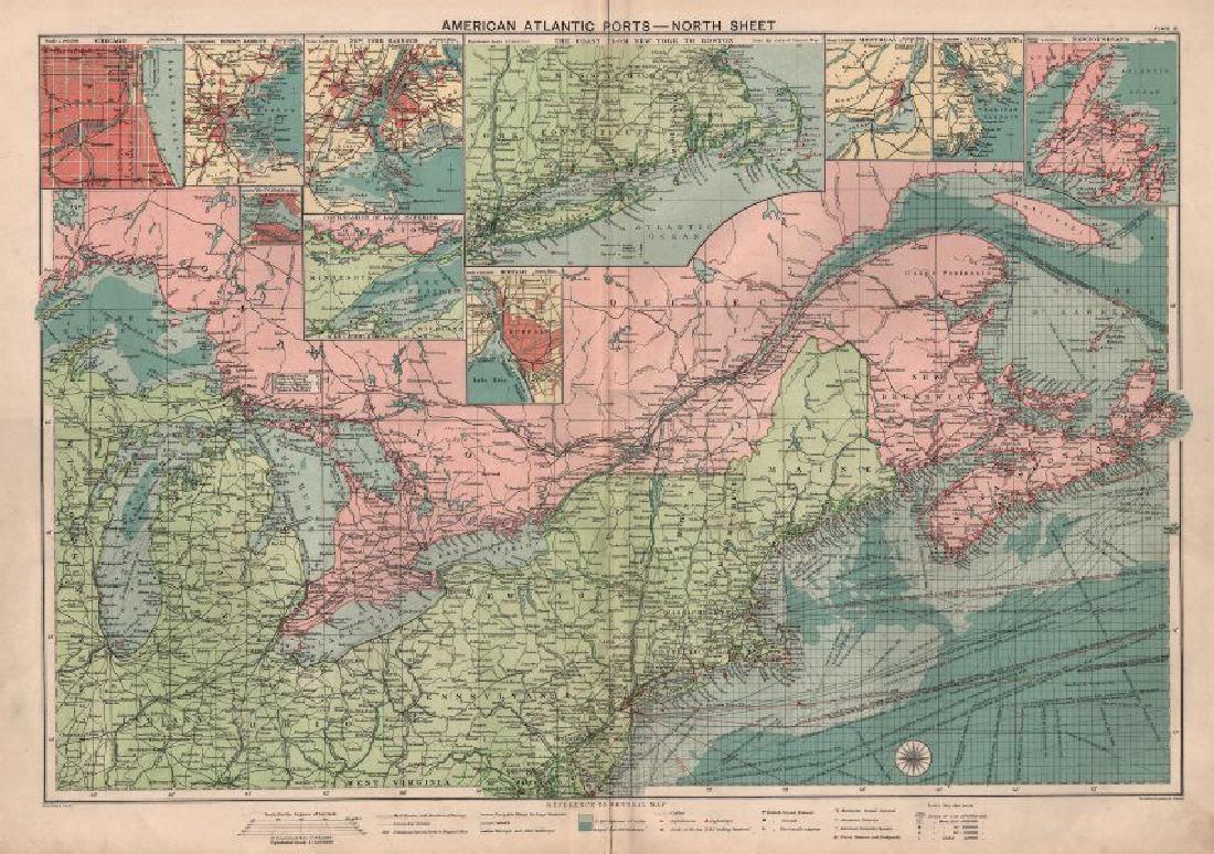 US Canada Atlantic & Great Lakes Ports Sea Chart, 1914 (1 of 2)