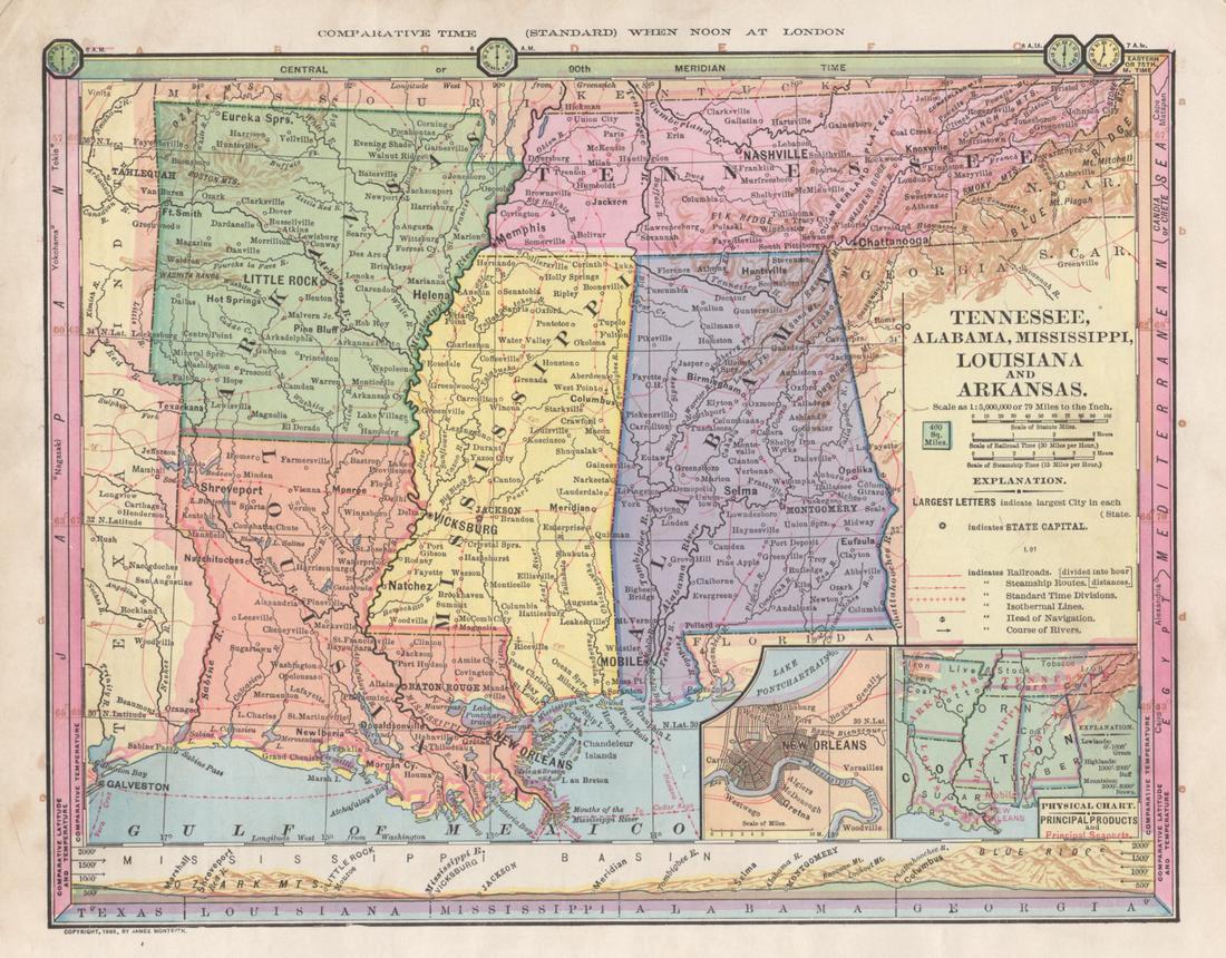 Tennessee Alabama Mississippi Louisiana Arkansas, 1895 (1 of 1)