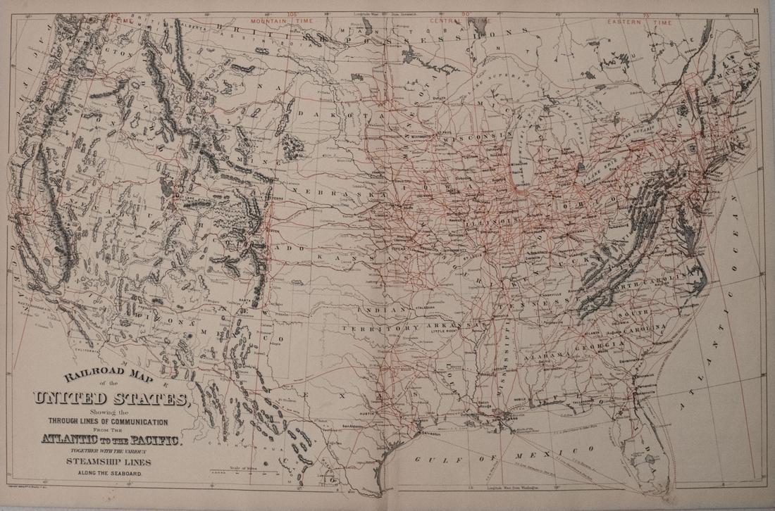 Mitchell: Railroad & Steamboat Map of the US, 1887 (1 of 1)