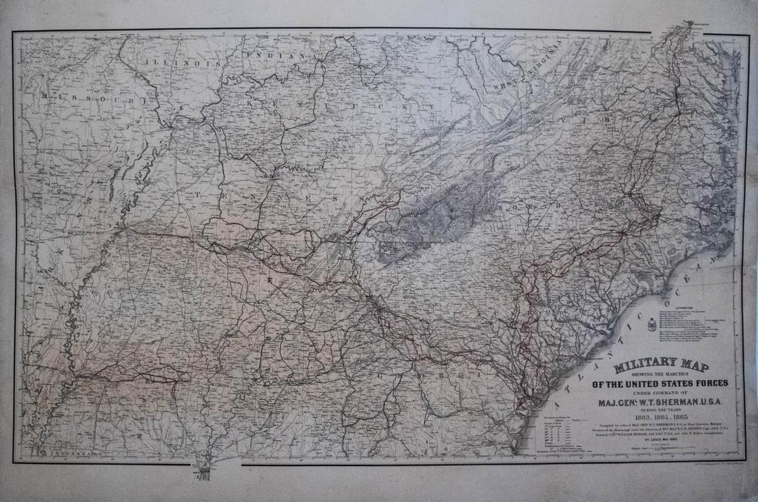Civil War Map of Gen. Sherman's Marches, 1865 (1 of 1)