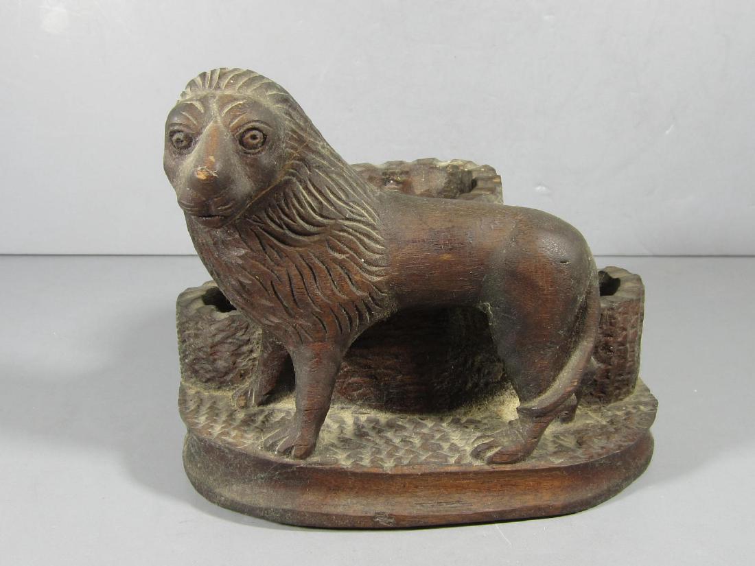 Folk Art Craved Lion Match Holder (1 of 7)