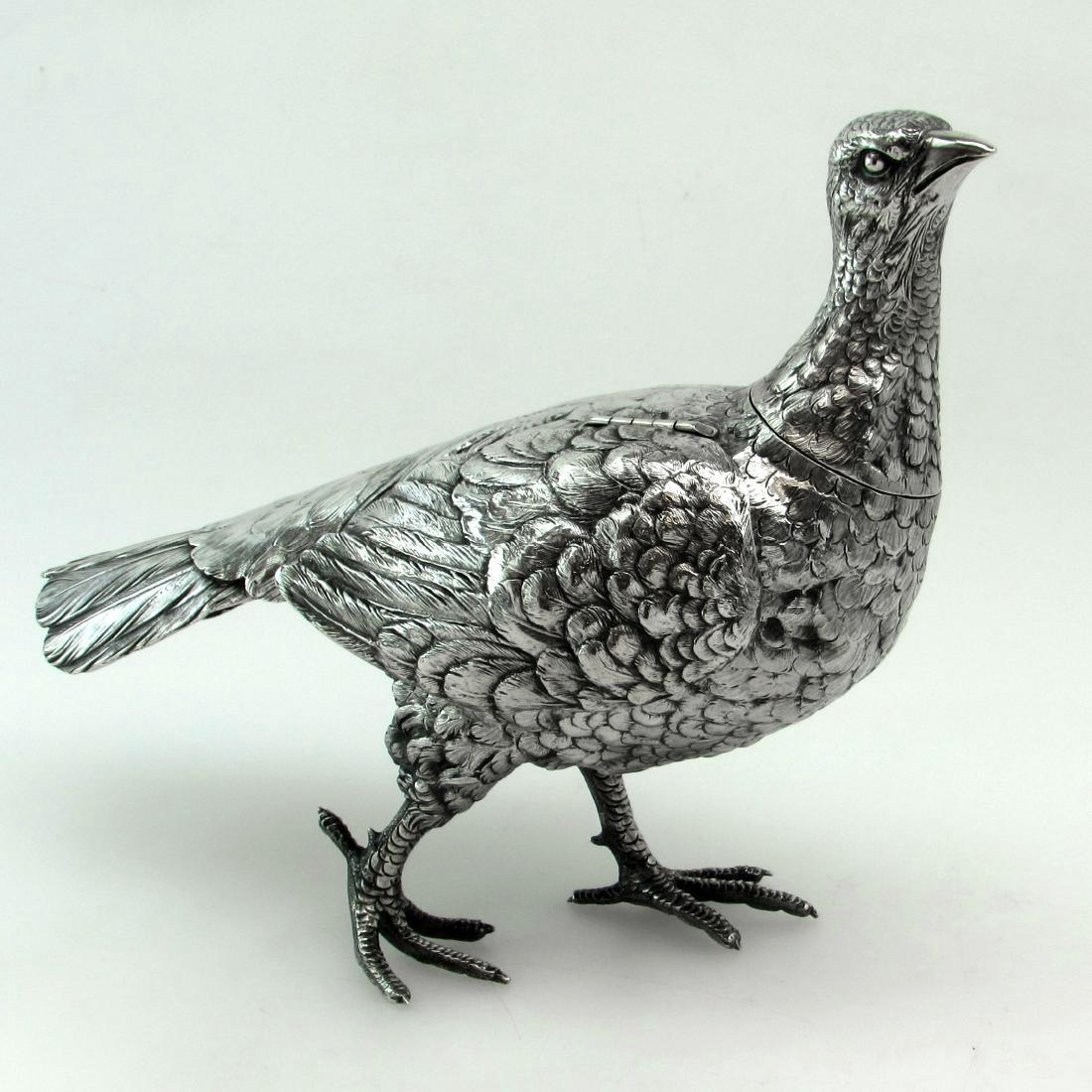 Antique German 800 Silver Pheasant Model Figure, 1900 (1 of 7)