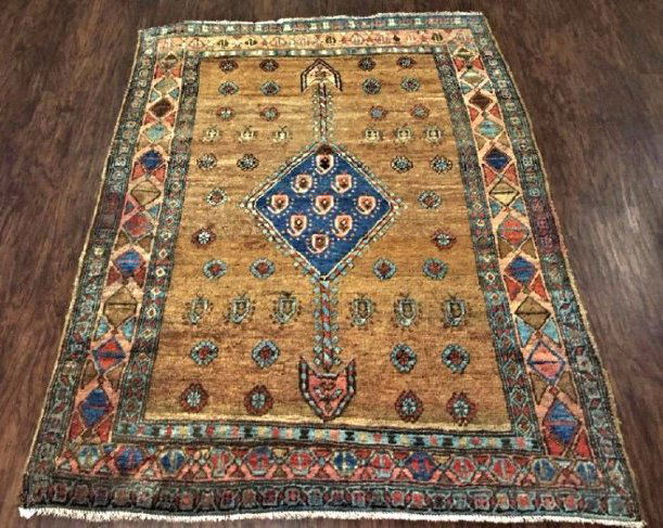 Antique Serapi Bakshaish Wool Rug 4'x5' (1 of 10)
