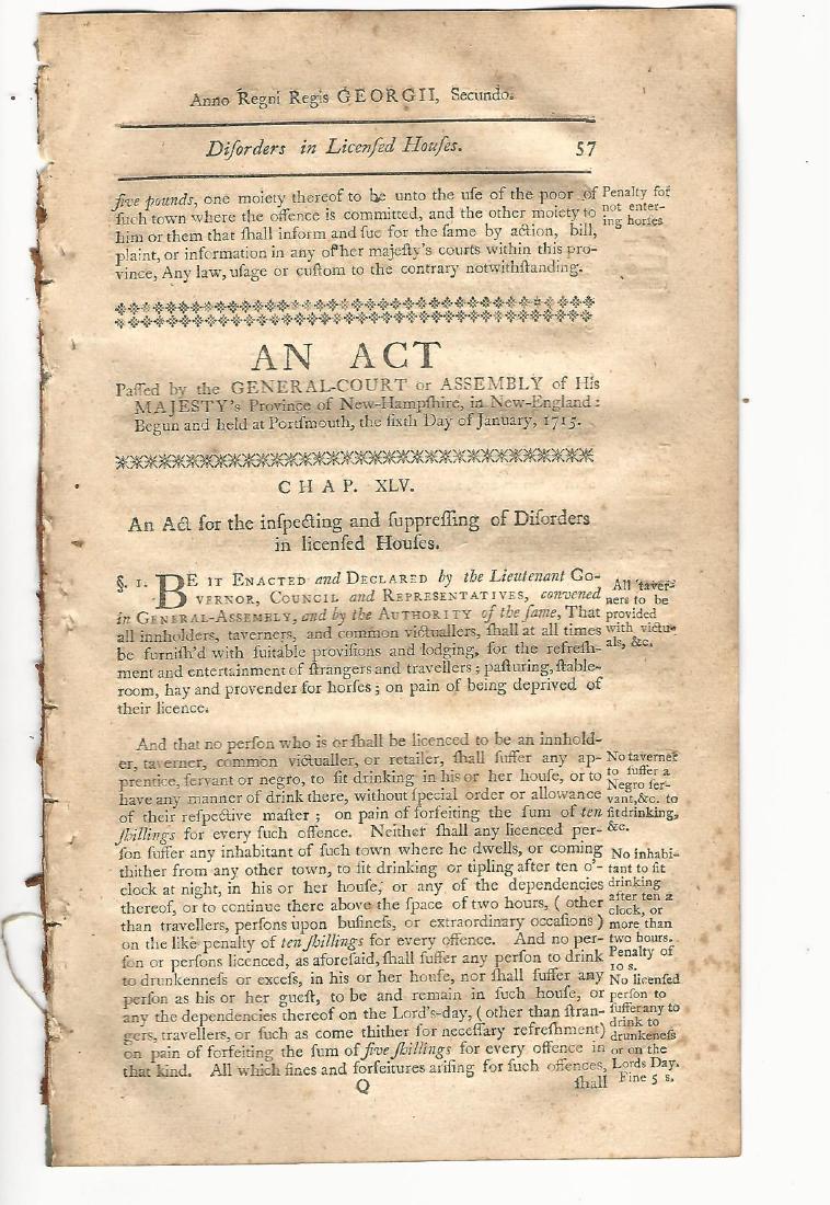 1771 Colonial Act Regulating Disorders, Licensed Houses (1 of 2)