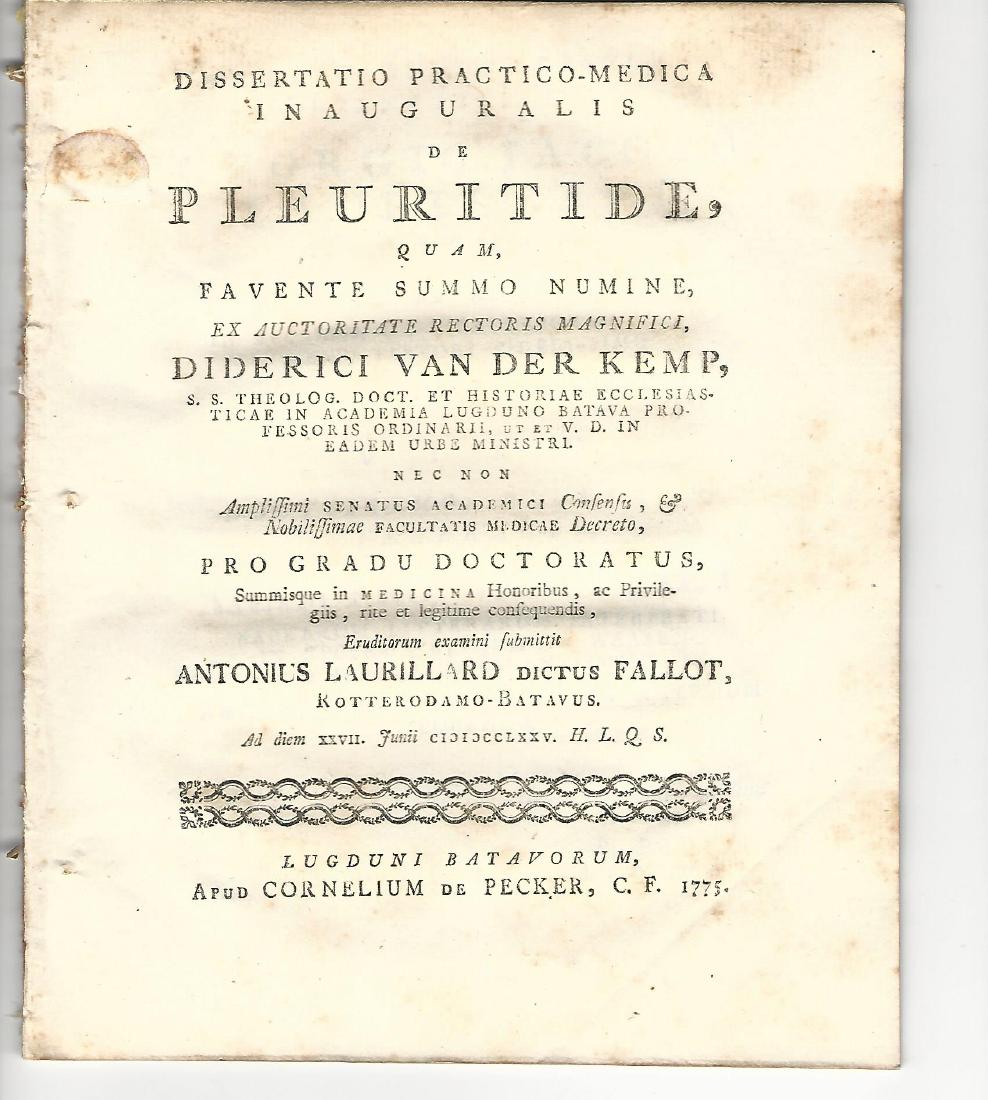1776 Medical Dissertation on “De Pleuritide" (1 of 1)