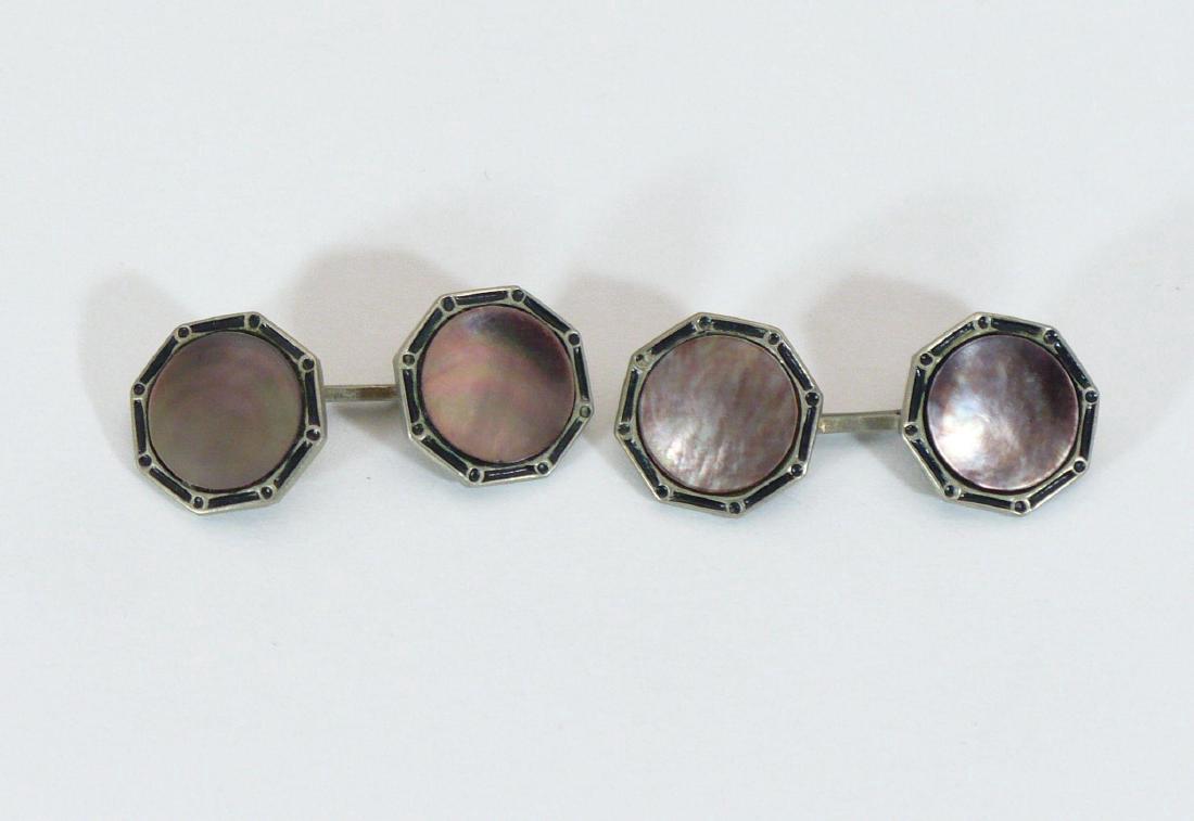 Art Deco Style Vintage Abalone Enamel Cufflinks (1 of 3)