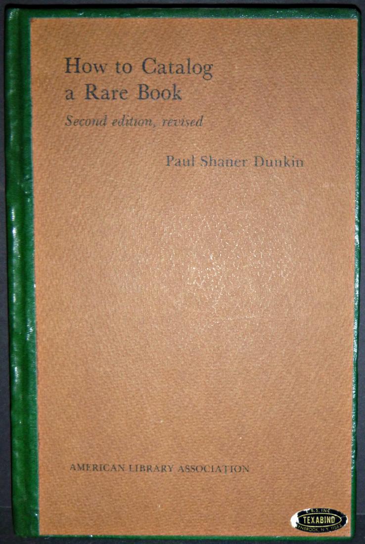 How to Catalog a Rare Book - 1973 (1 of 9)