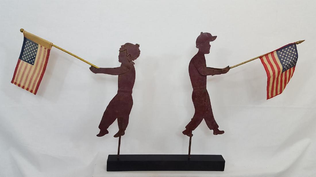 Painted Boy and Girl Yard Flag Holders (1 of 3)