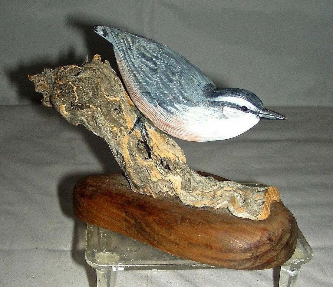 Carved & Painted Songbird Nuthatch by R. C. Mitchell (1 of 7)