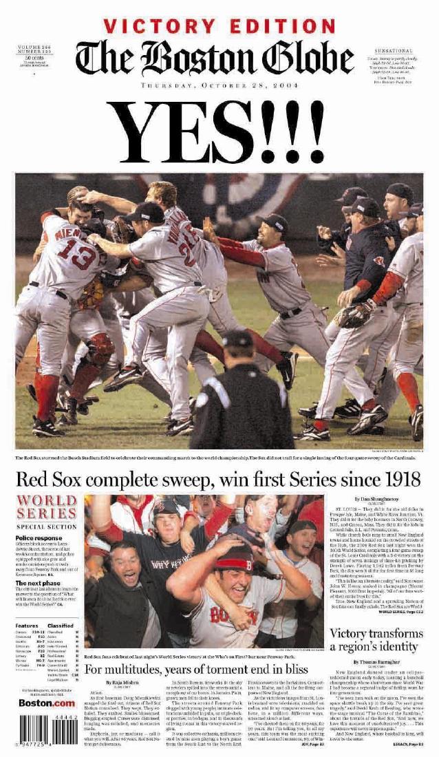 Boston Red Sox 2004 World Series The Boston Globe (1 of 1)