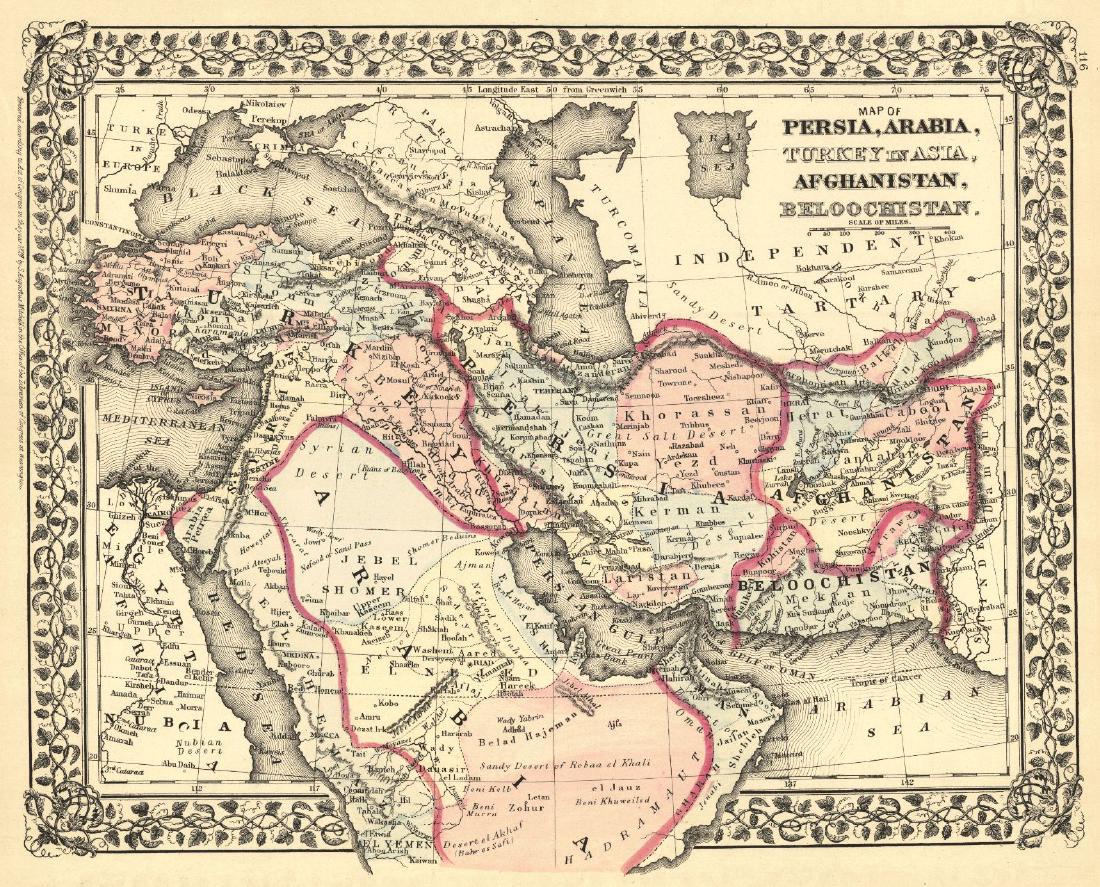 Mitchell: Map of Persia Arabia Turkey in Asia, 1874 (1 of 4)