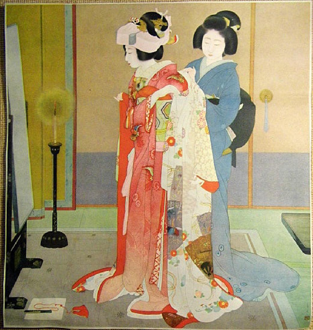Japanese 1920's Print Geisha Dressing Kyoto Scrapbook (1 of 8)