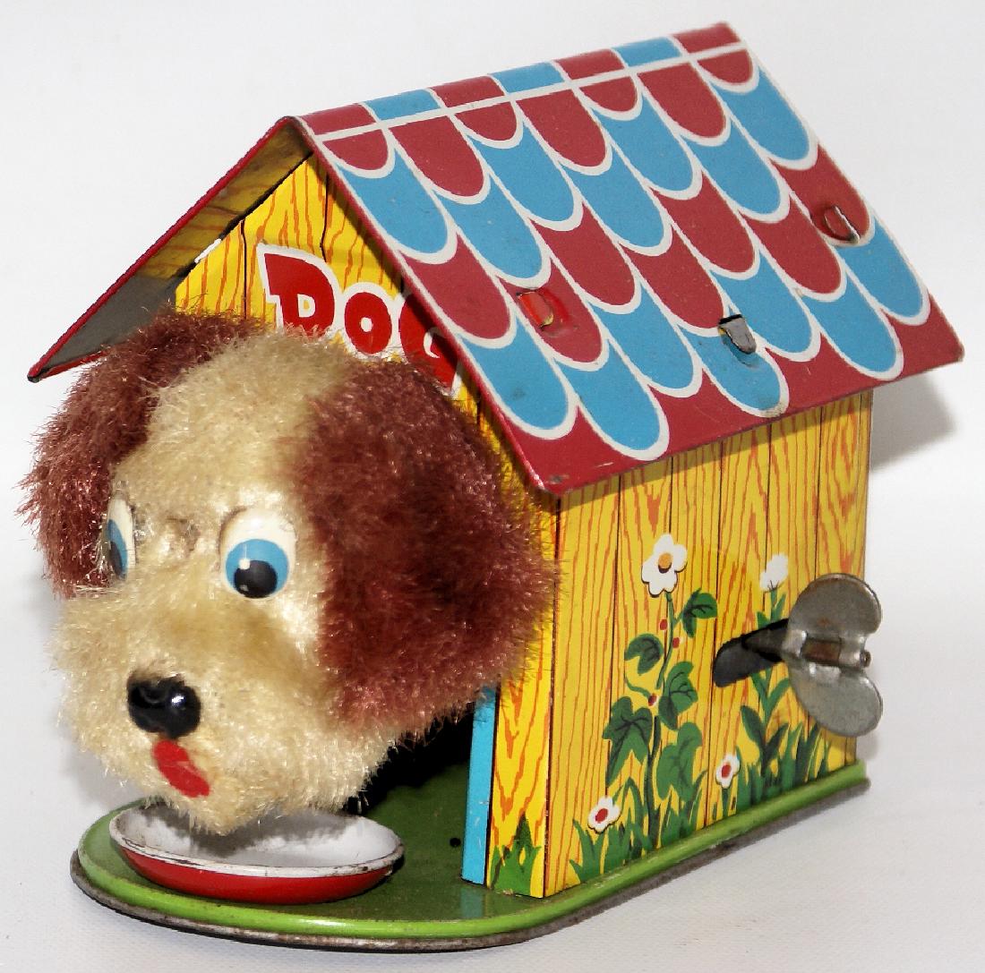 Vintage 1950's Original Mechanical Dog in House Eating (1 of 3)