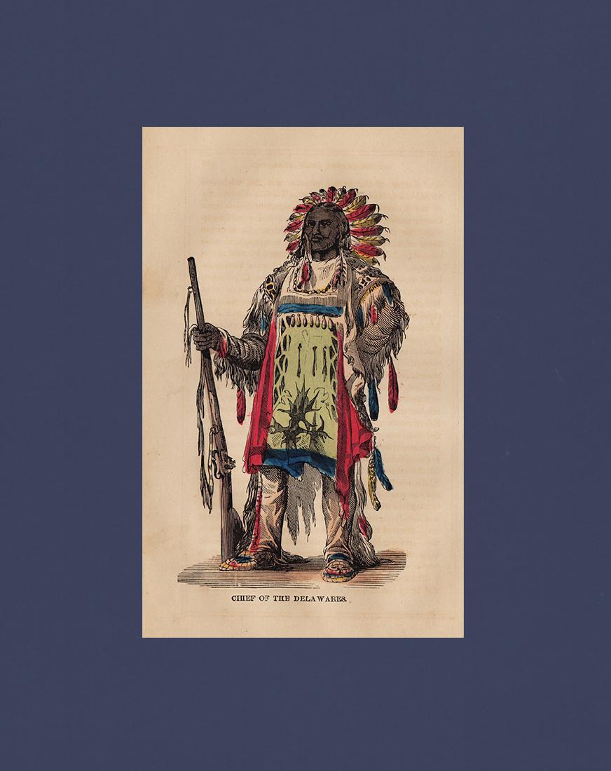 Wood Engraving of Delaware Chief (1 of 2)