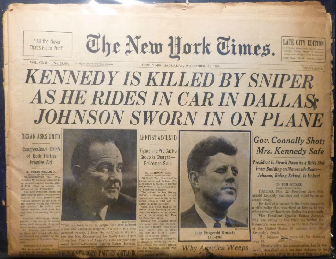 NY Times- Nov.23rd, 1963 - John F Kennedy Assissination (1 of 2)