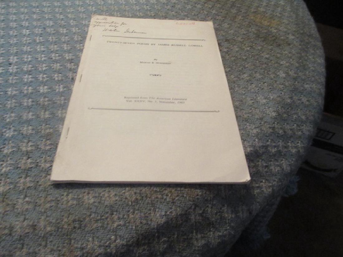 The Poems of James Russell Lowell Compiled 1963: Twenty-seven poems by james russell lowell as compiled by martin b. Duberman, from a reprint from the 11/1963 magazine, the american literature. The reprint is dedicated and signed by the compiler, ma