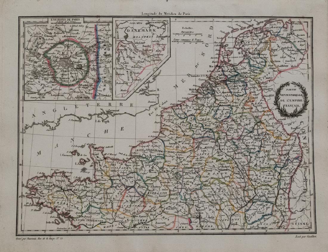 Malte-Brun: Map of North France Belgium & Holland, 1812: Map: 1812 Malte-Brun Map of Northern France, Belgium and Holland -- Partie Septentrionale de l'Empire Francis Cartographer: M Malte-Brun Year / Place: 1812, Paris Dimensions: 8.7 X 11.7 in. Condition: