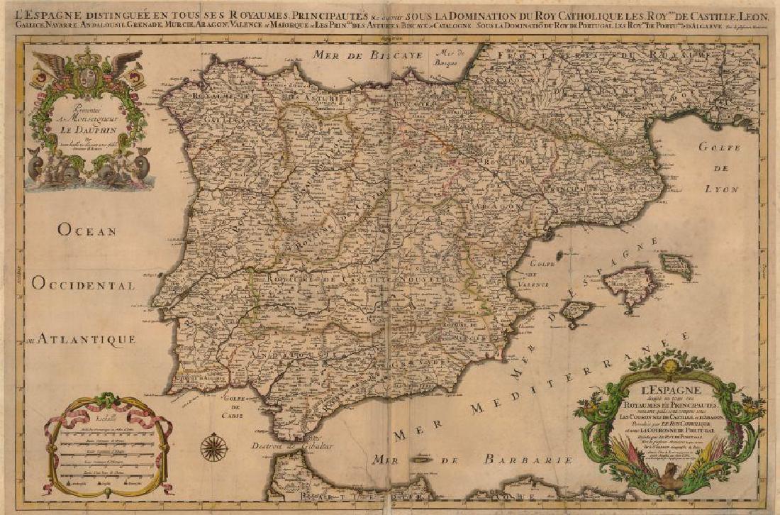 Sanson/Jaillot: Map of Spain, Iberia, 1692 (1 of 2)