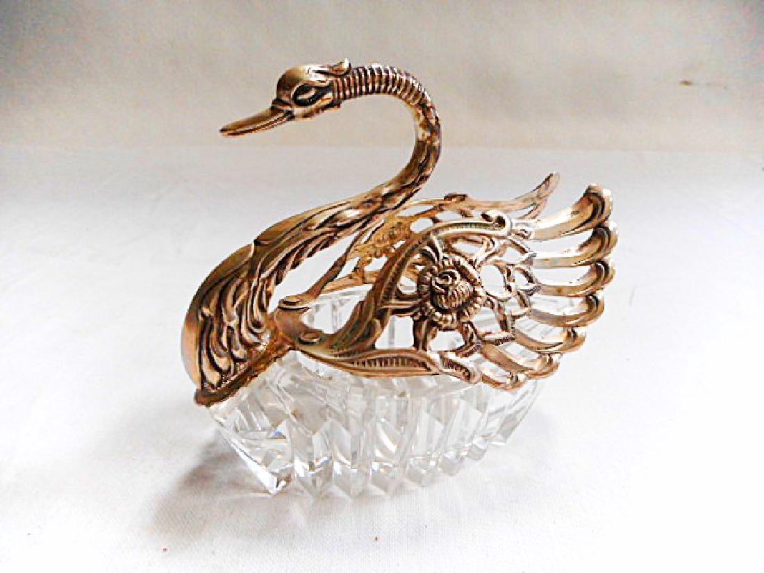 Silver & Crystal Swan Salt Cellar (1 of 7)