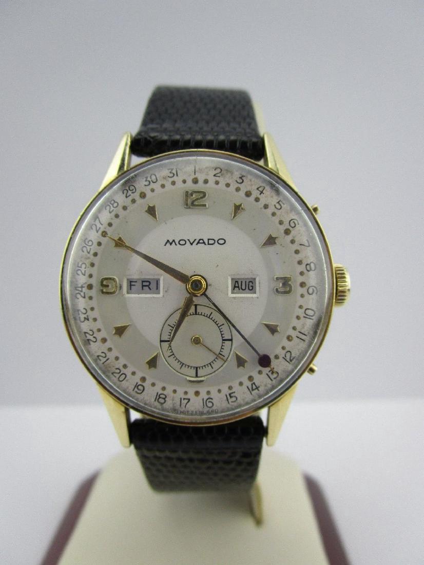 Vintage 14k Gold Movado Triple Date Wind up Watch