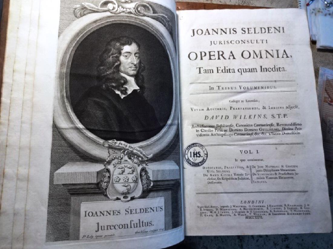 1726 John Selden Complete Set. “Joannis Seldeni (1 of 3)