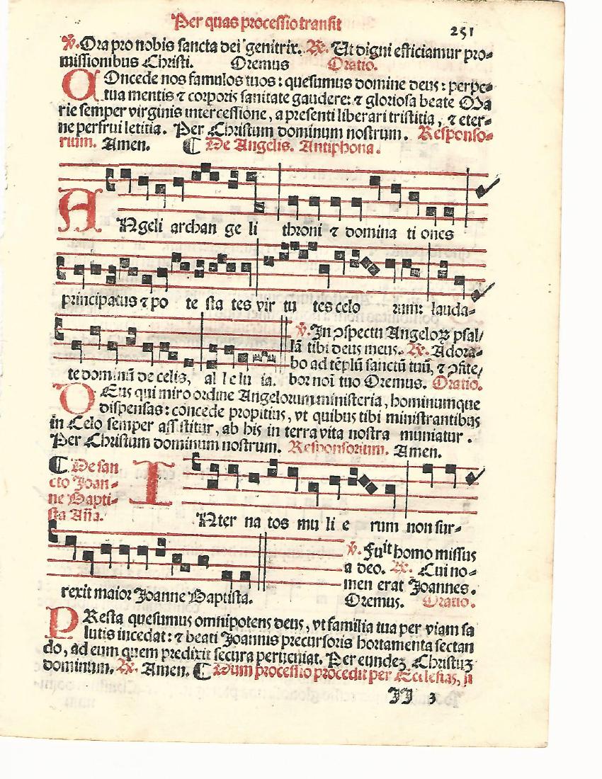 1567 Catholic Hymnal Leaf w/ Music (1 of 2)