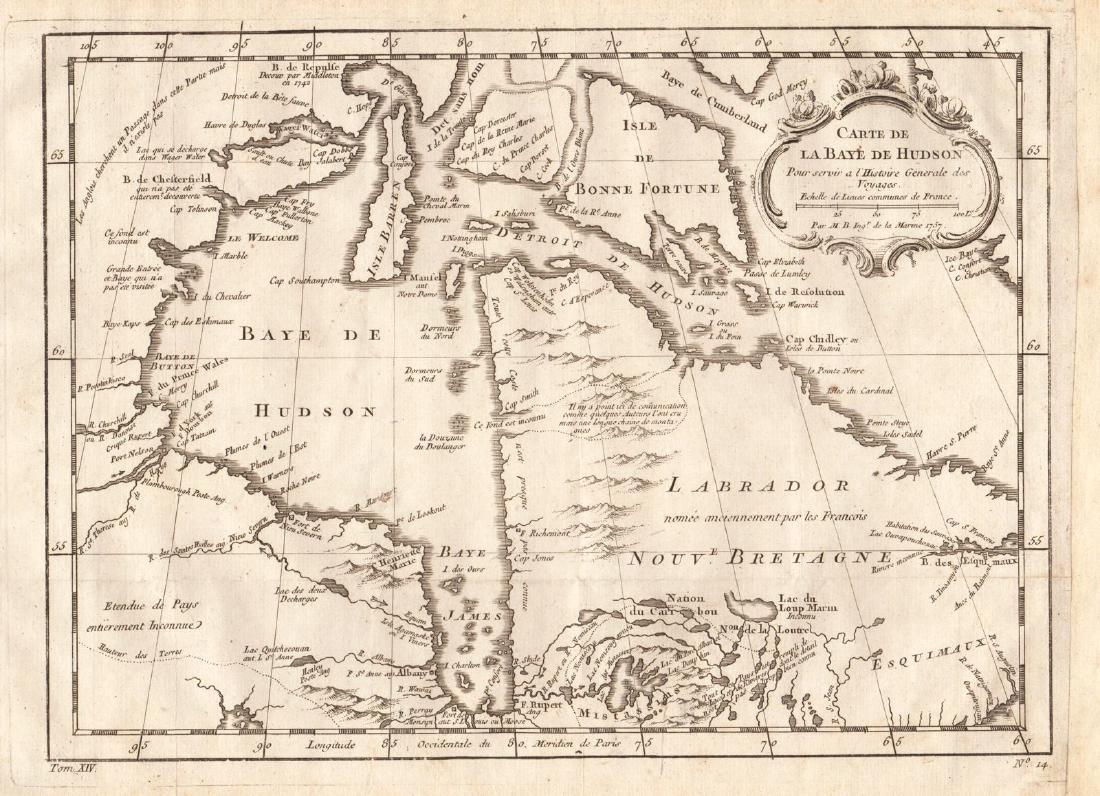 Bellin: Map of Hudson Bay, 1757 (1 of 1)