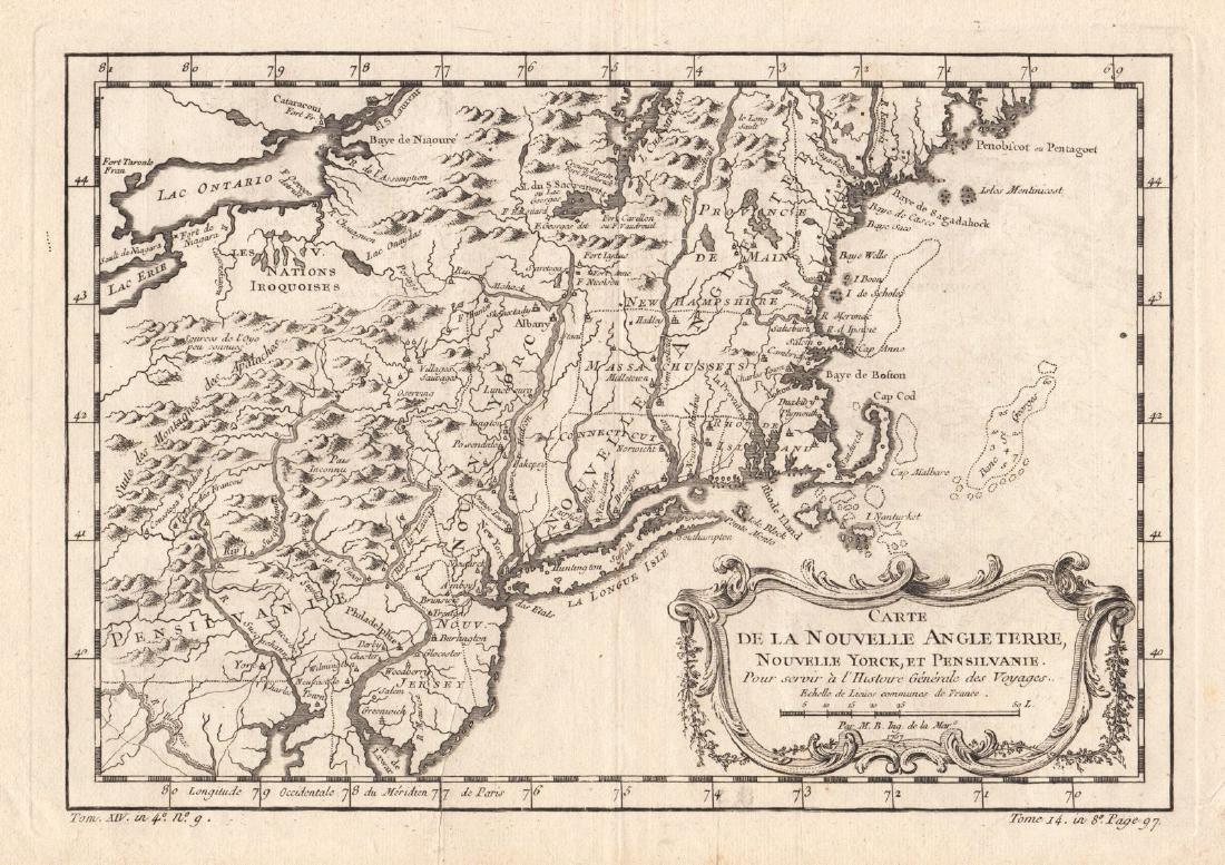 Bellin: Map of New England, New York, Pennsylvania 1757 (1 of 1)