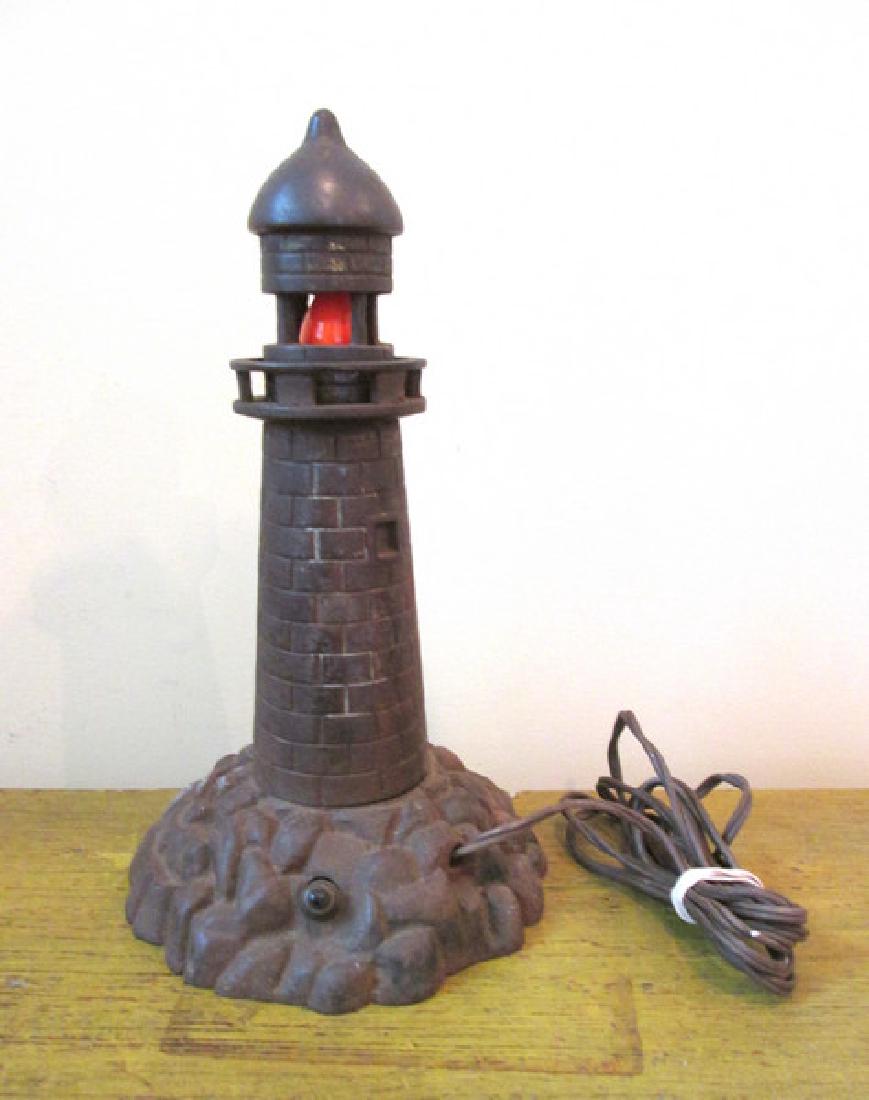 Antique Cast Iron Lighthouse Lamp Late 19th Century