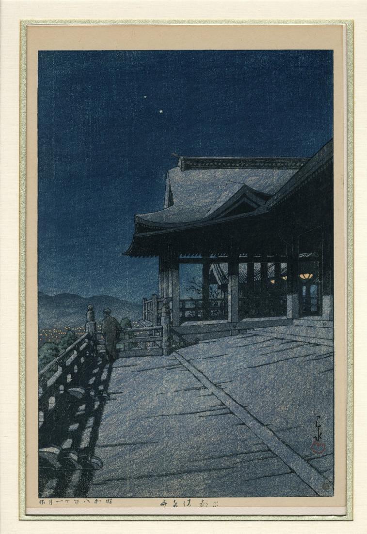 Kawase Hasui Japanese Woodblock Print: Artist: Kawase Hasui Kiyomizu Temple, Kyoto Collection of Scenic Views of Japan Ii, Kansai Edition Watanabe 6 Mm Seal 1933, This Print 1947-1952, Lifetime Edition Medium: Japanese Woodblock Print 15.3