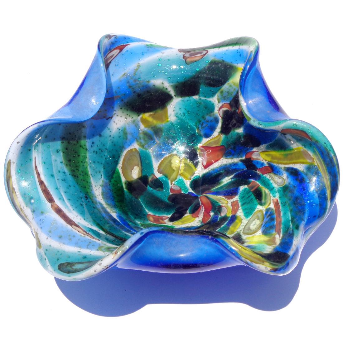 Murano Blue Color Spots Art Glass Bowl (1 of 3)