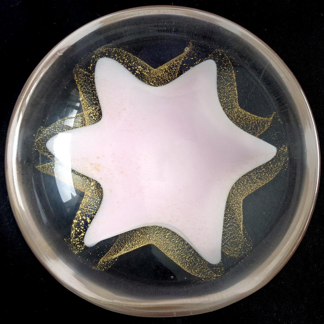 Salviati Murano Pink Gold Flecks Star Glass Bowl (1 of 4)