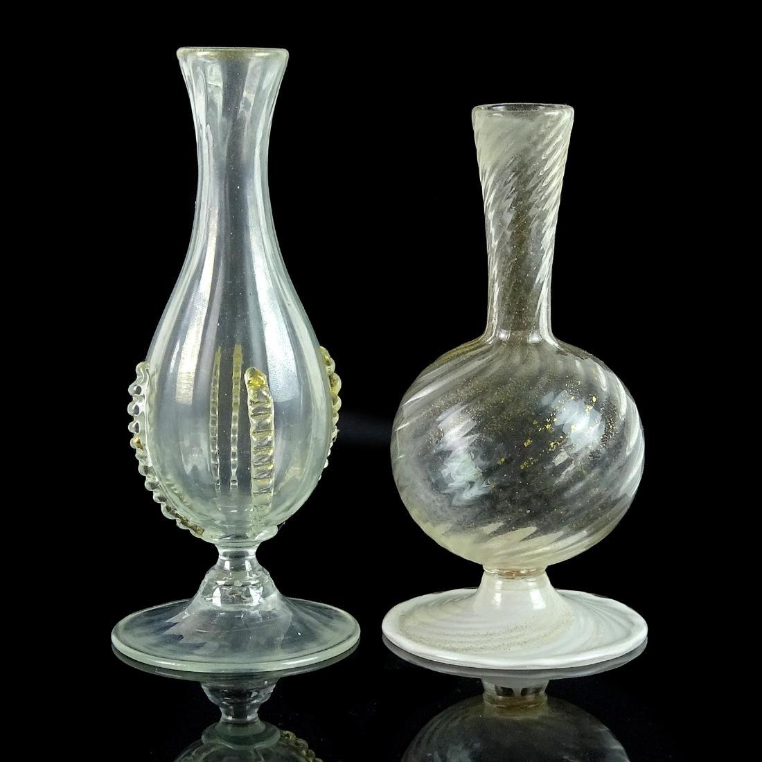 Murano Iridescent Gold Flecks Art Glass Bud Vases (1 of 4)