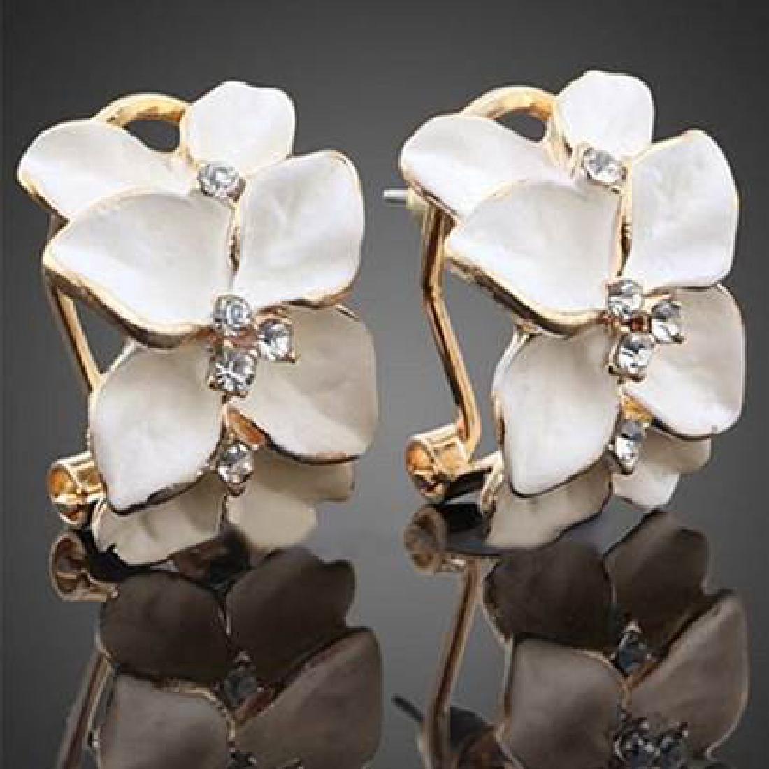 Flower Motif Rhinestone Statement Earrings (1 of 1)