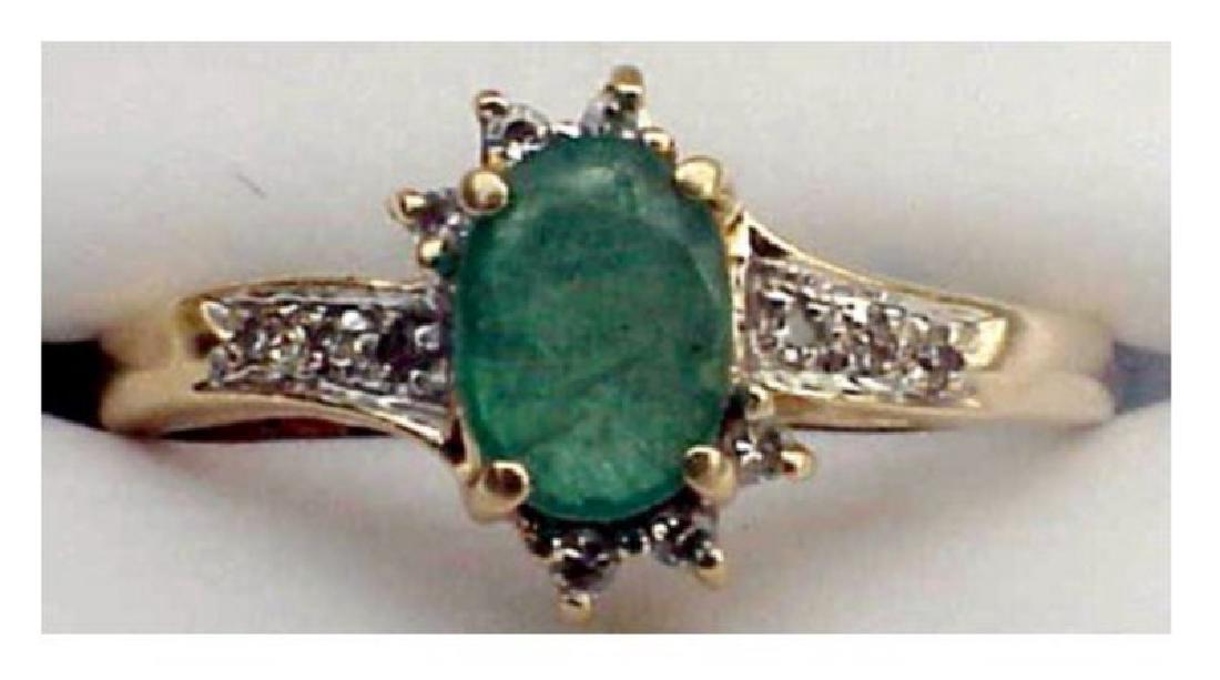 Estate 14kt Gold Diamond & Emerald Ring (1 of 2)