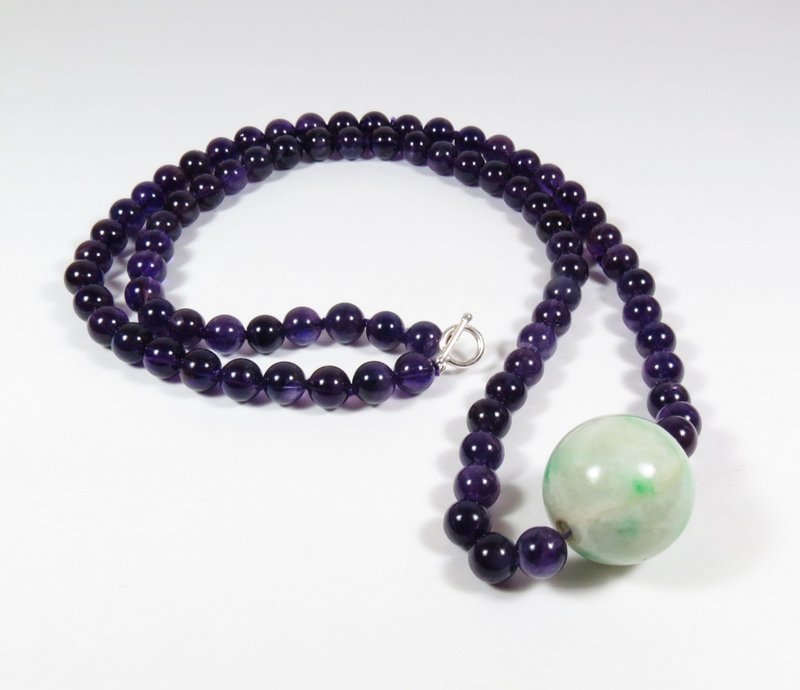 Vintage Chinese Amethyst Jade Necklace Strand (1 of 6)