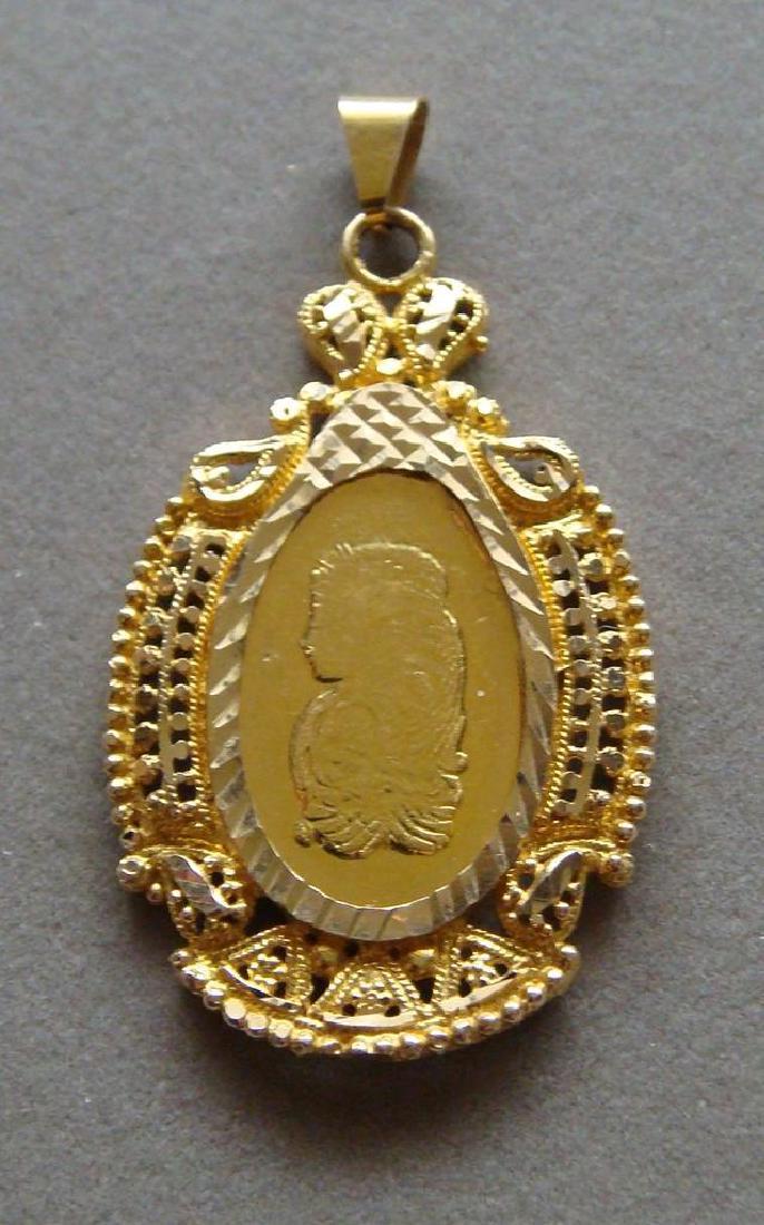 18 Karat Yellow Gold Pendant in a 22 Karat Gold Bezel (1 of 9)
