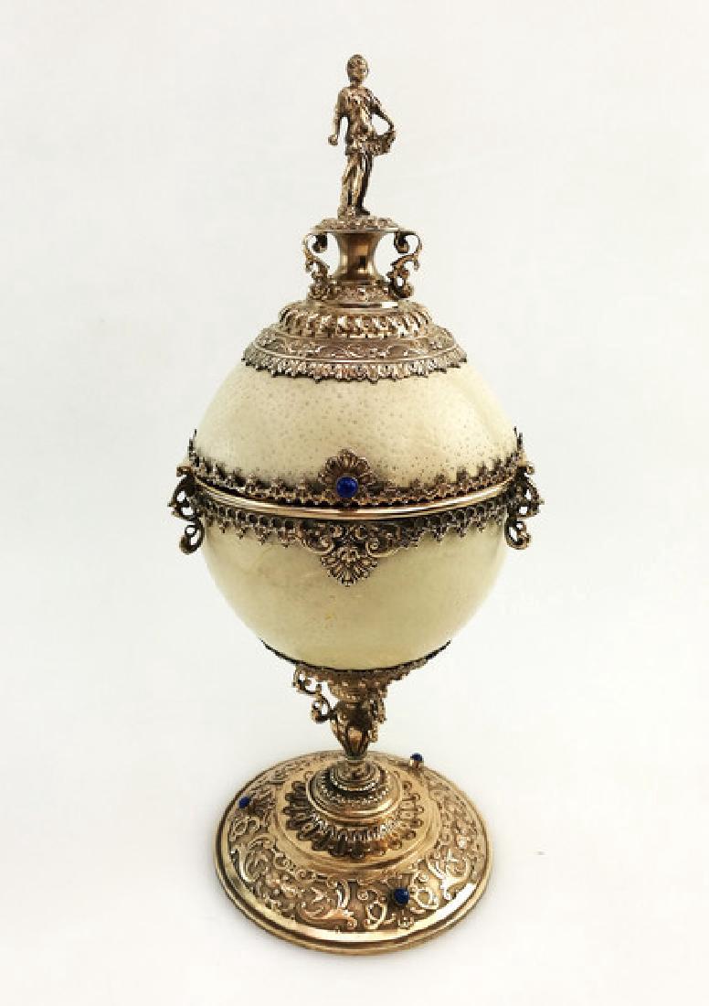 Antique Hanau 800 Silver Ostrich Egg Pomander, 1900 (1 of 8)
