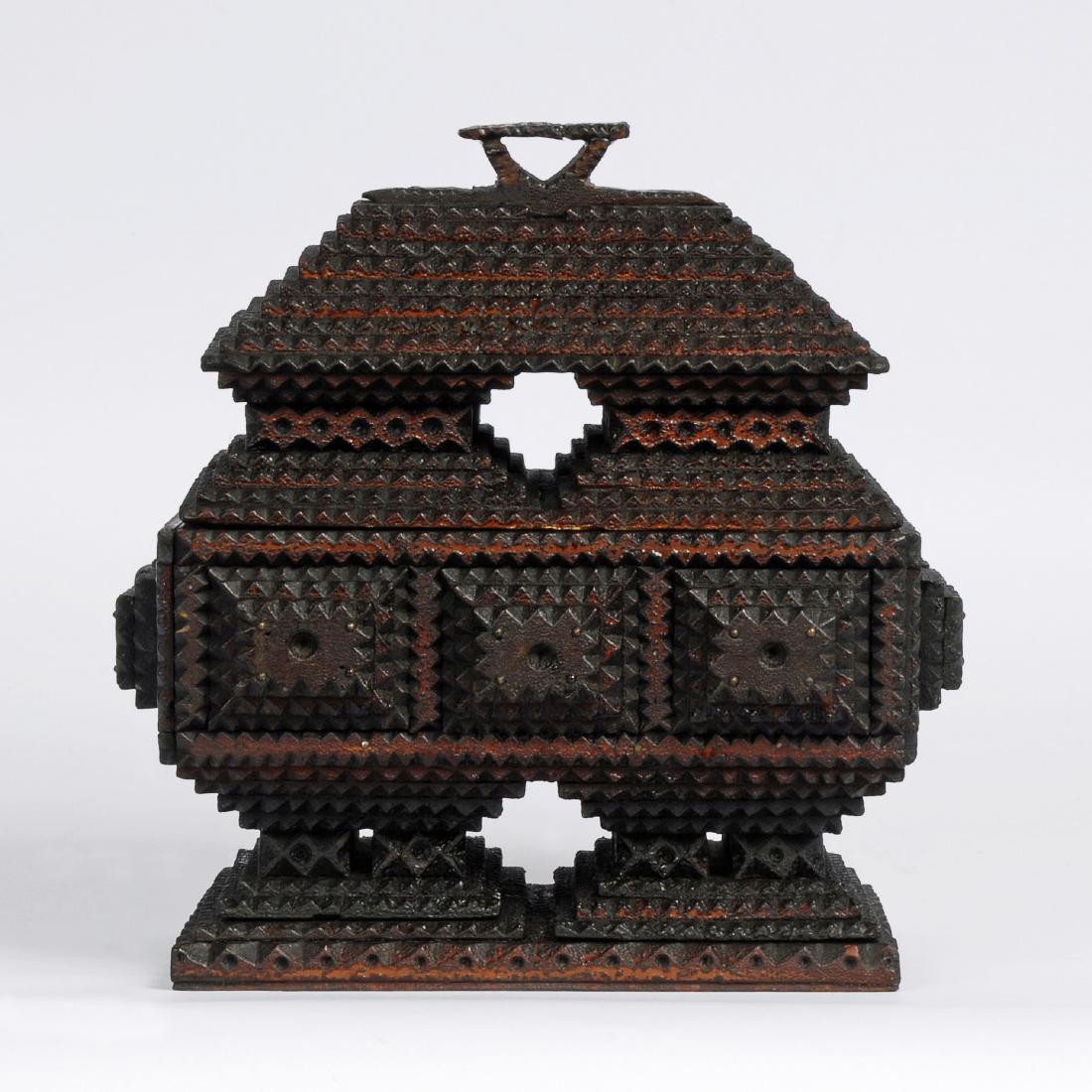 Tramp Art Double Pedestal Box (1 of 7)