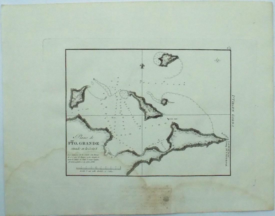 Ferrer: Antique Nautical Chart of Virgin Gorda, 1809 (1 of 5)