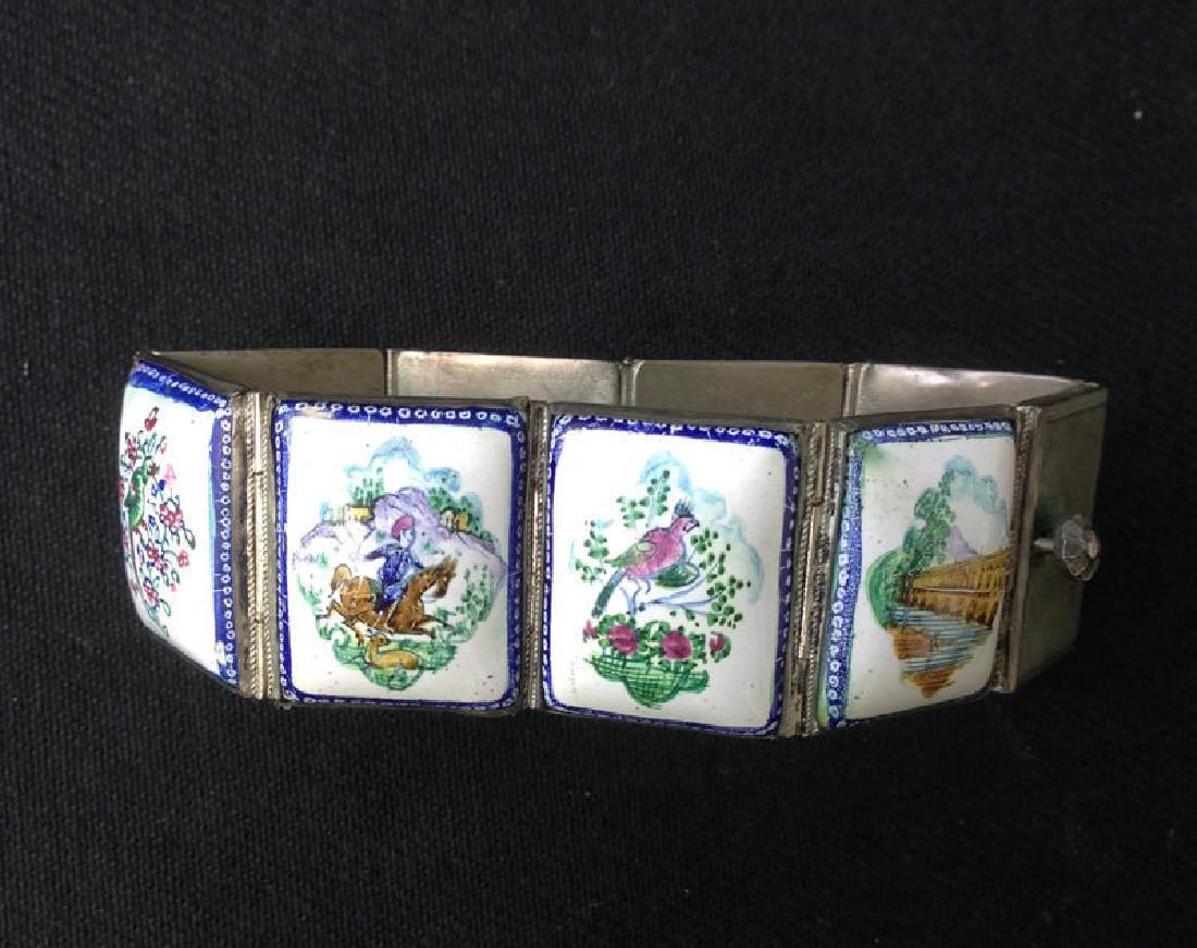 Vintage Persian Hand Painted Enamel Panel Bracelet (1 of 4)