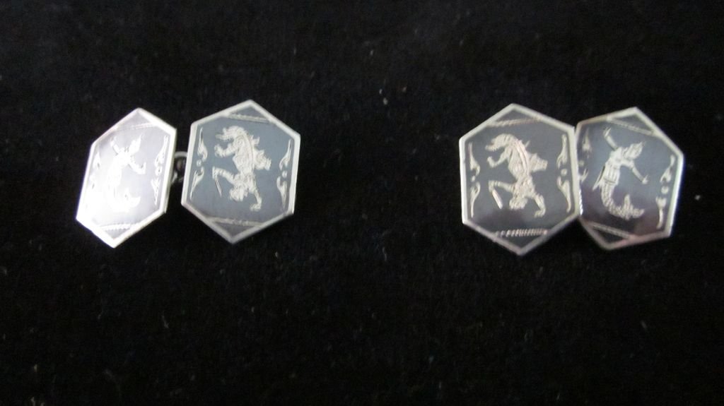 Siam Sterling and Niello Thai Dancer Cufflinks (1 of 6)