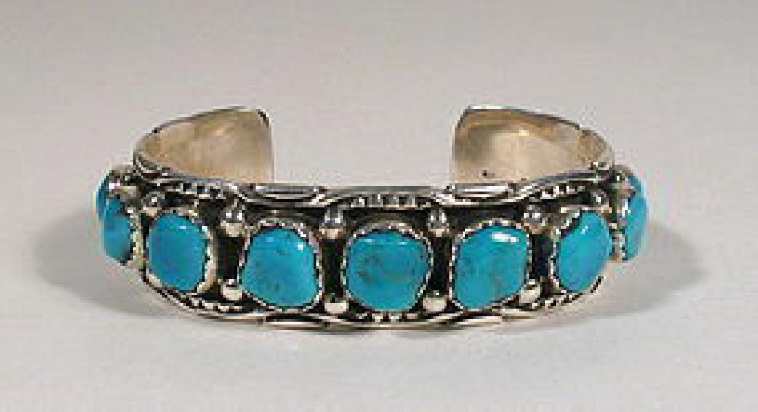 Navajo Sterling Bisbee Turquoise Tommy Singer Bracelet (1 of 1)