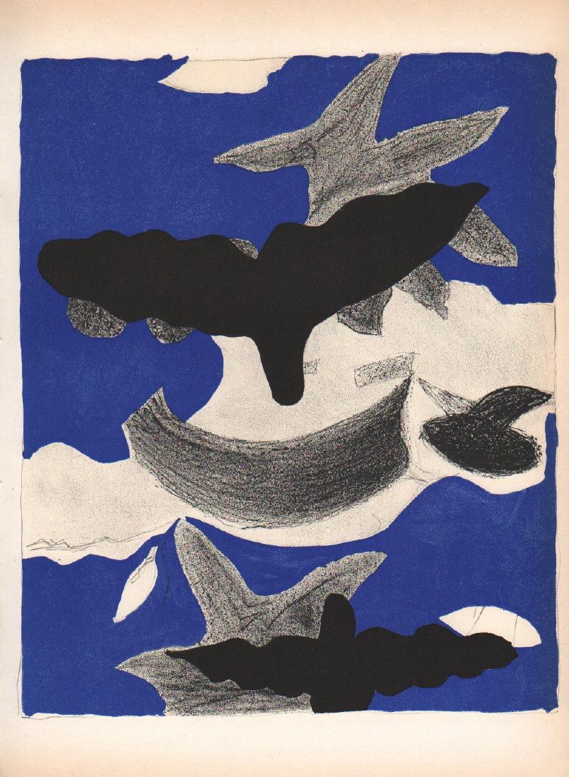 George Braque - Untitled - Color Lithograph: This lithograph was issued in 1955; Published by Mourlot for the deluxe art revue Verve Sheet size 10 x 14. Quite often these had either text or other images on the reverse. Please note that this lot 