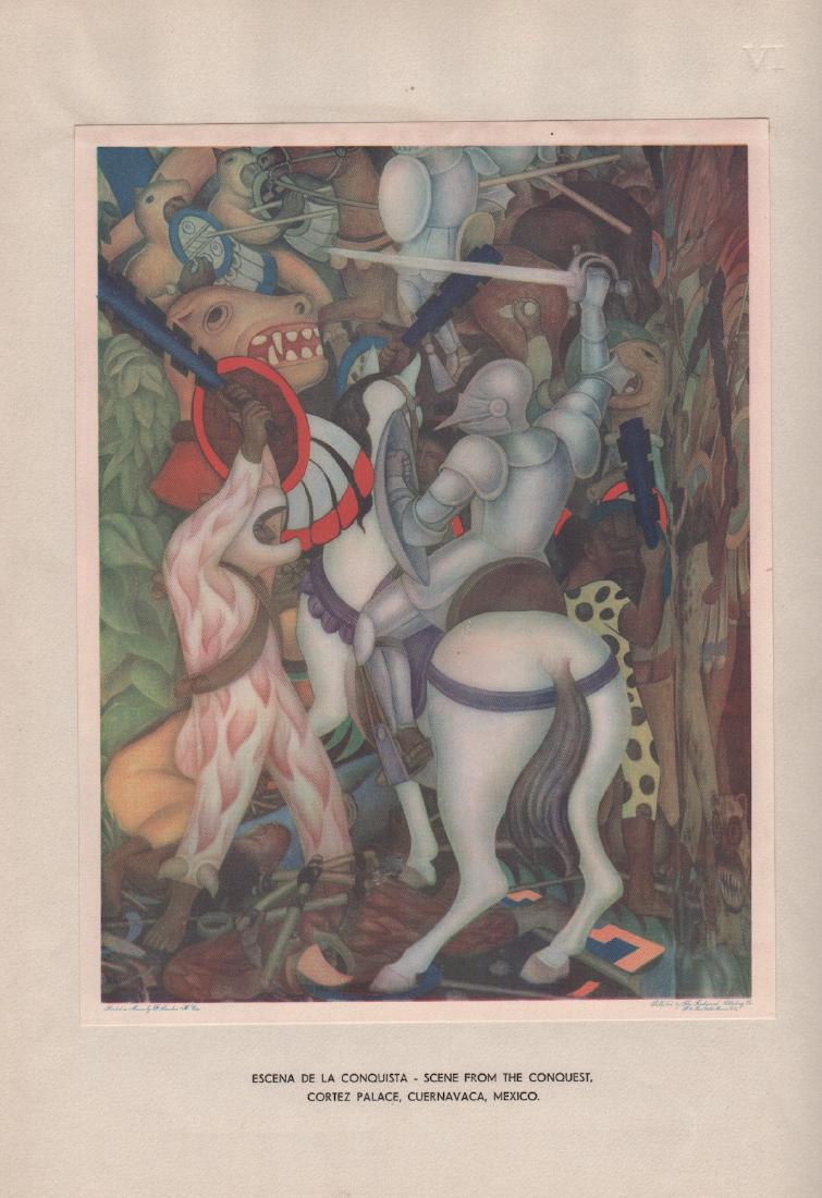 Diego Rivera - Scene from the Conquest: Ttipped in Offset printed in Mexico in 1935 from a loose folio - Image size (inches) 9 X 11.5 inches Please note that this lot has a confidential reserve. When you leave a bid in advance of the auctio